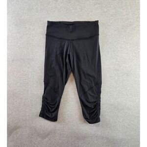Lululemon Run: For Your Life‎ Crop Capri Pant Womens 4 Black Ruched Leg Gym